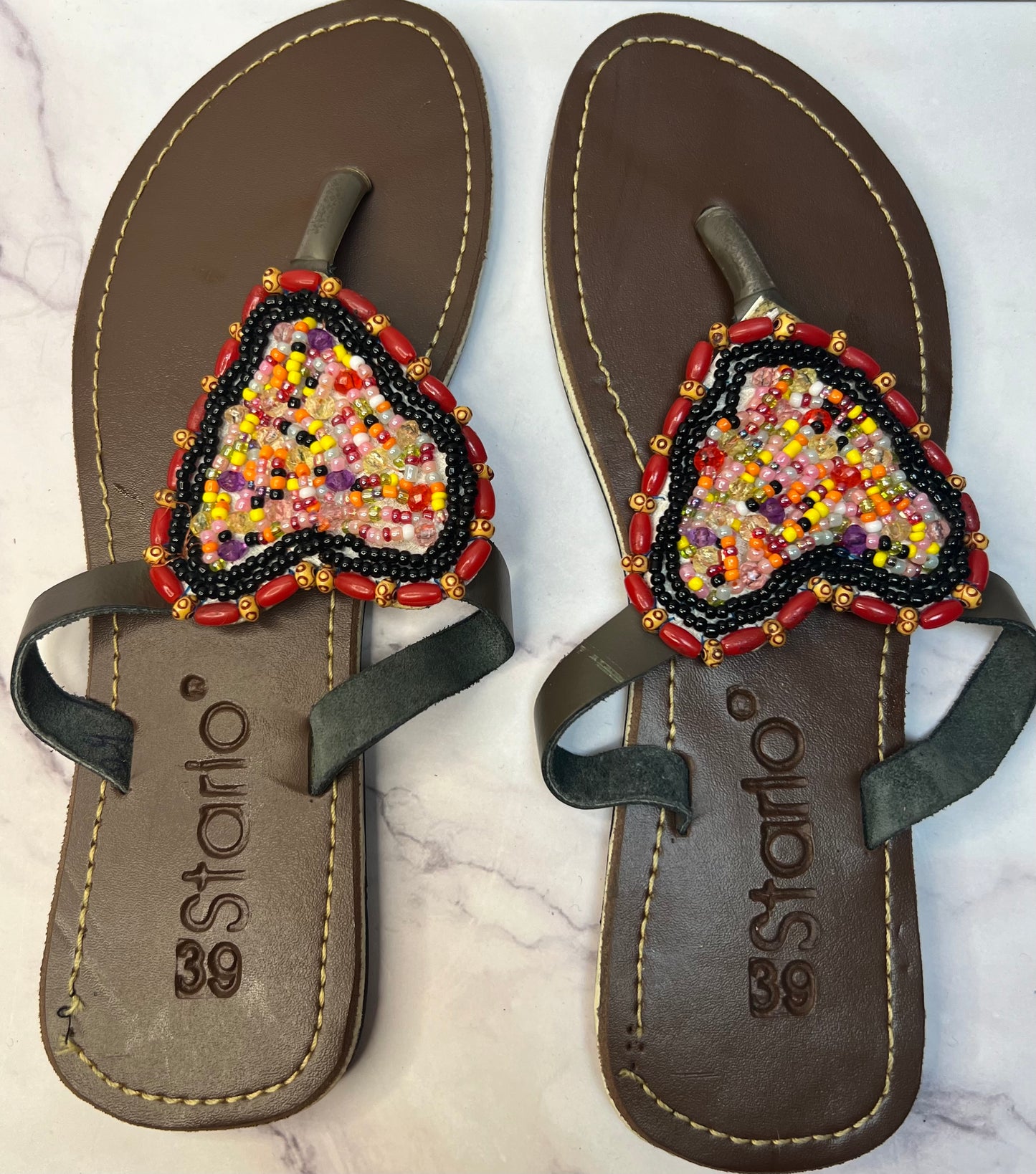 Elegant Beaded African Slippers