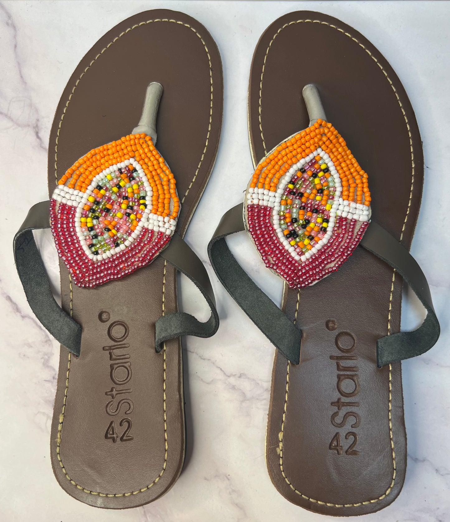 Elegant Beaded African Slippers